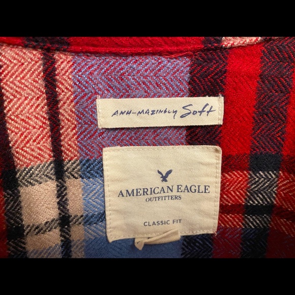 🚺 AEO SOFT red & blue super soft flannel - Picture 5 of 6